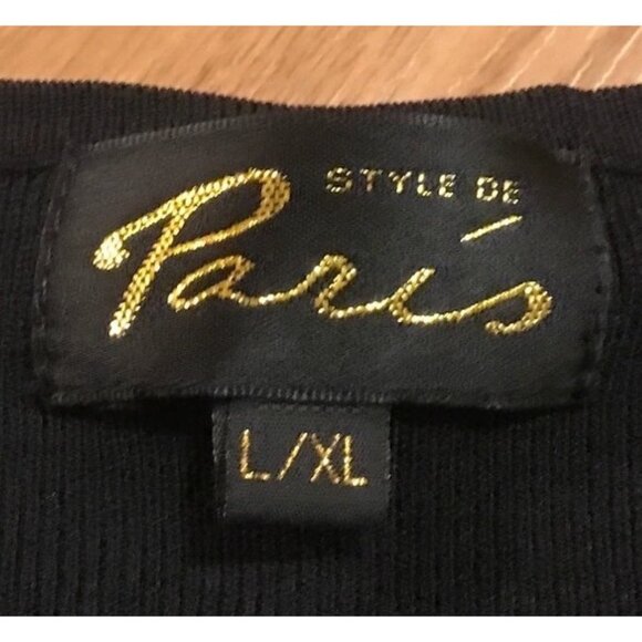 Vintage L/XL Style De Paris Beaded Dark Brown Tunic Top 3/4 Sleeve - Picture 3 of 8